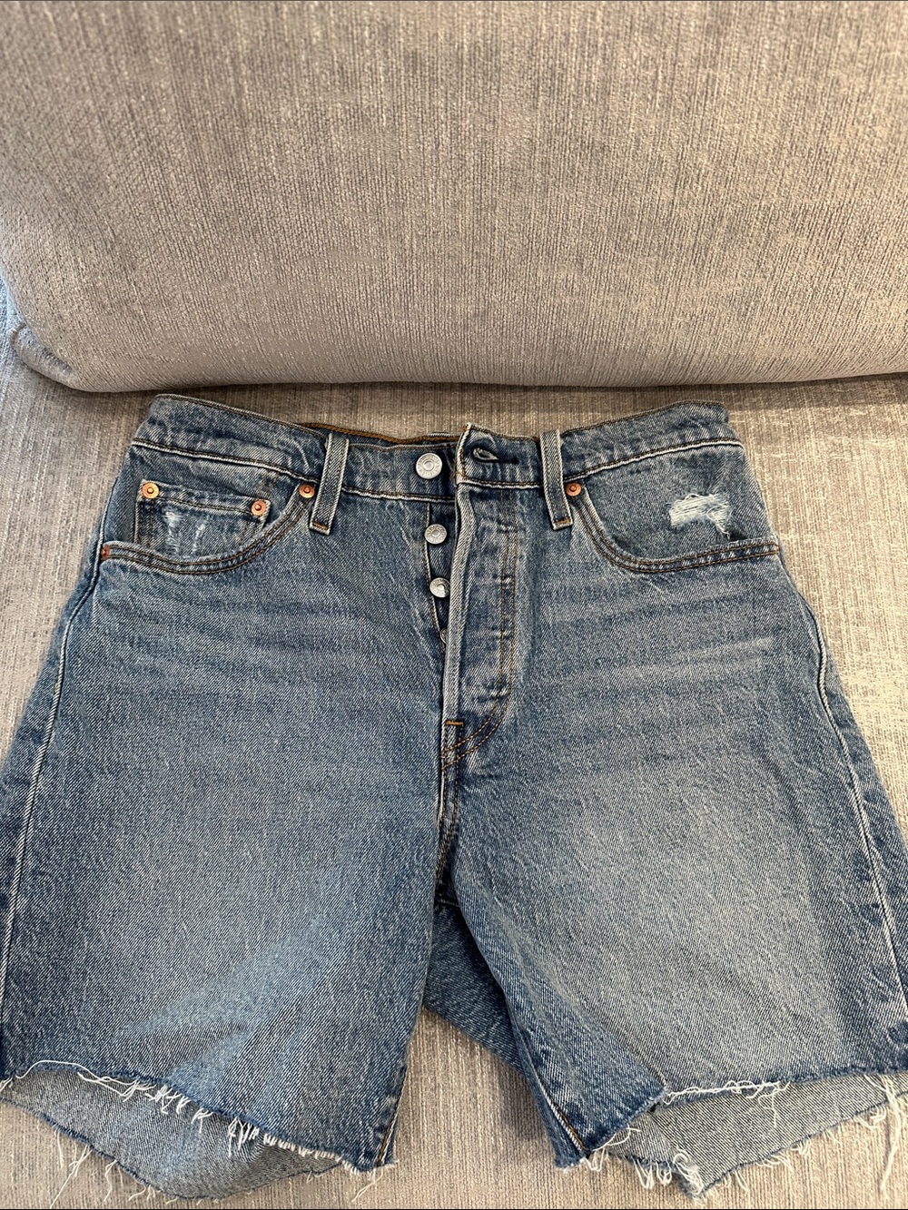 Levi's blue distressed women's denim shorts